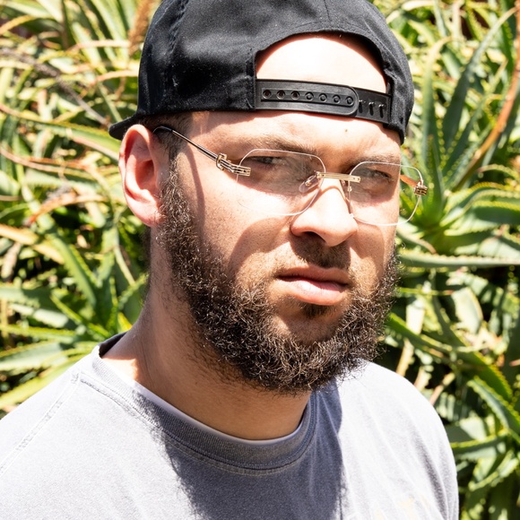 Gold Wire Frame Rimless Clear Lens Men's Hip Hop Elegant Fashion Glasses - Picture 5 of 5